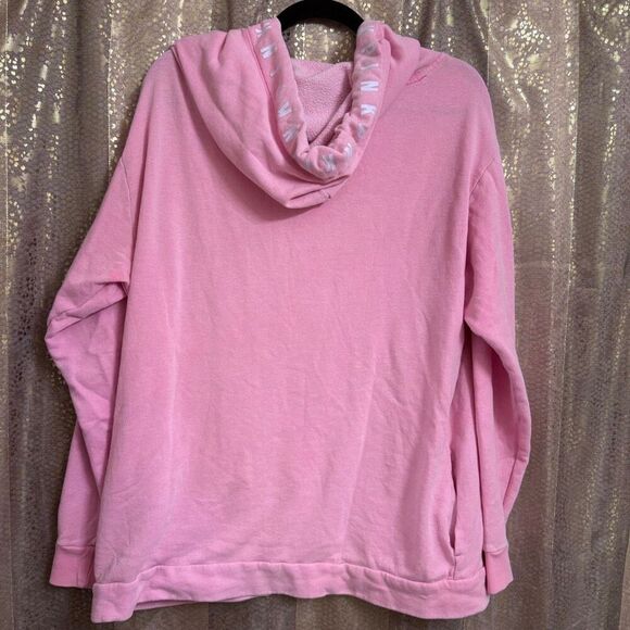 PINK Victorias Secret Light Pink White Logo Pullover Hoodie Sweater Large - Picture 2 of 8